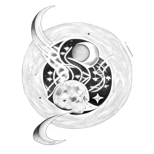 Virgo constellation with moon tattoo design idea