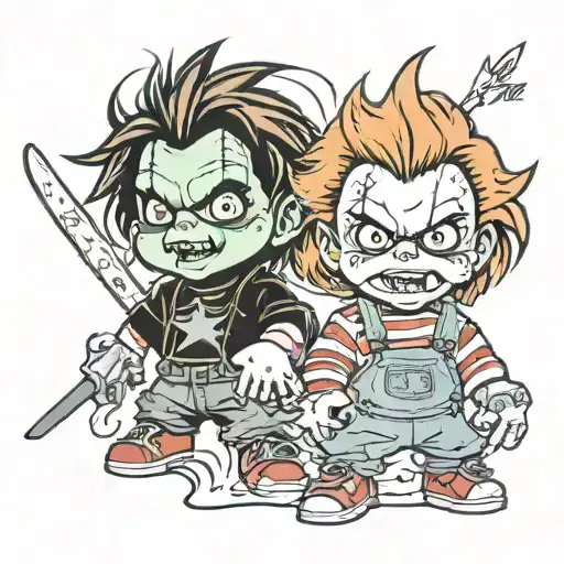 chucky and chuckie me vs me tattoo design idea