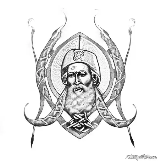 Saint Patrick killing snakes tattoo design idea