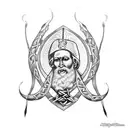 Saint Patrick killing snakes tattoo design idea