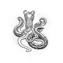 Saint Patrick killing snakes tattoo design idea