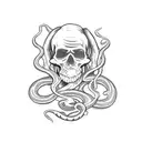 Saint Patrick killing snakes tattoo design idea