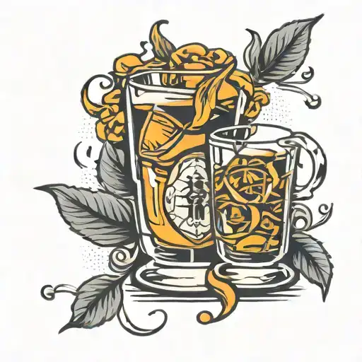 broken whiskey glass tattoo design idea