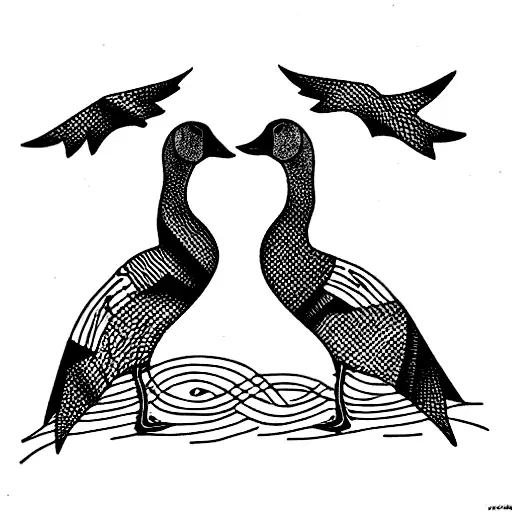 two geese in a trenchcoat tattoo design idea