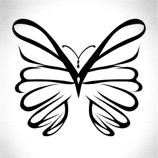 The butterfly design is bold and elegant, with its wings displayed prominently. The overall shape of the wings forms a s tattoo design idea
