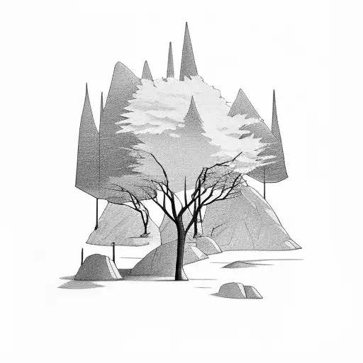 Seneca Rocks mountain  tattoo design idea