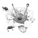 discreet poppy  with DV initials in the petals tattoo design idea