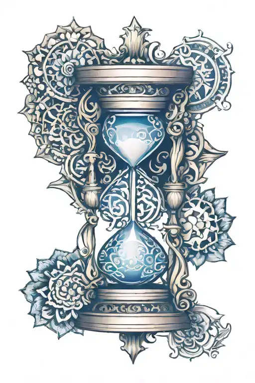 hourglass with a mandala design incorporating tattoo design idea
