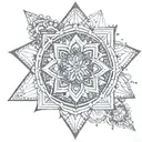 A geometric mandala design incorporating elements of insurance paperwork, representing the client's occupation as an insurance agent and their love for mandalas tattoo design idea
