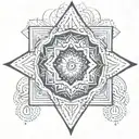A geometric mandala design incorporating elements of insurance paperwork, representing the client's occupation as an insurance agent and their love for mandalas tattoo design idea