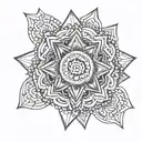 A geometric mandala design incorporating elements of insurance paperwork, representing the client's occupation as an insurance agent and their love for mandalas tattoo design idea