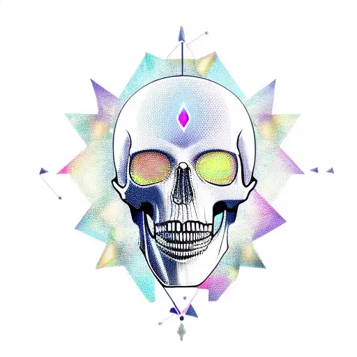 biomechanical skull with triangles background  tattoo design idea