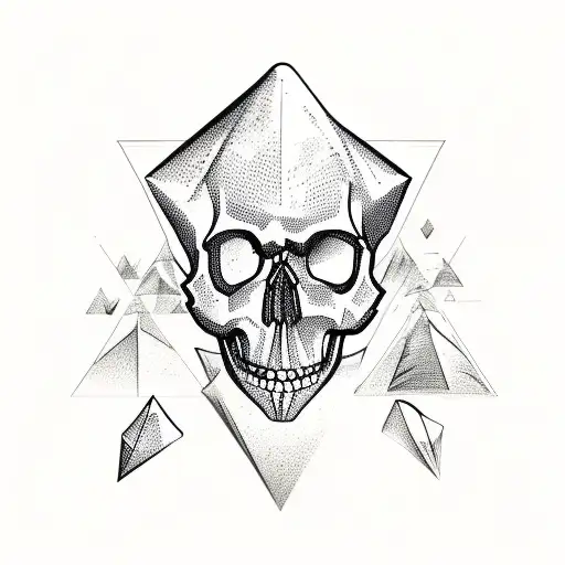 funny skull triangles background  tattoo design idea