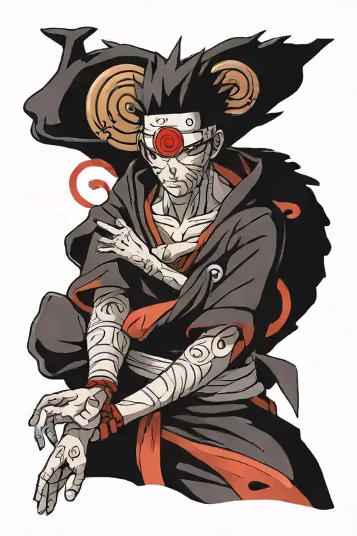 obito uchiha with red details tattoo design idea