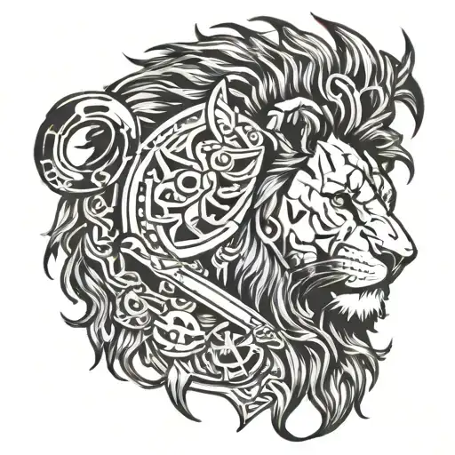 lion gladiator tattoo design idea