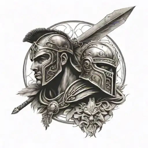 gladiator power warrior and power tattoo design idea