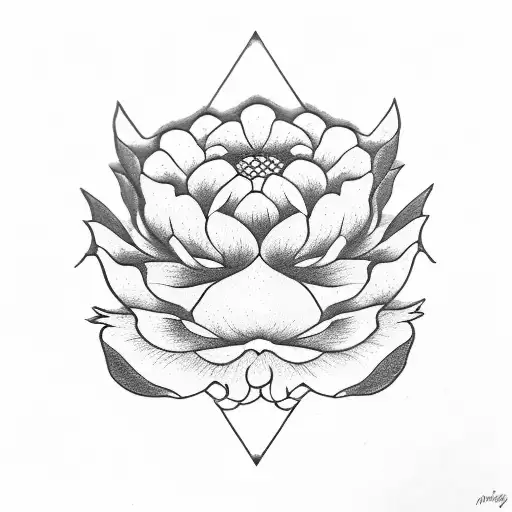 Peony, pagoda, daruma, omamori, bonsai tattoo design idea