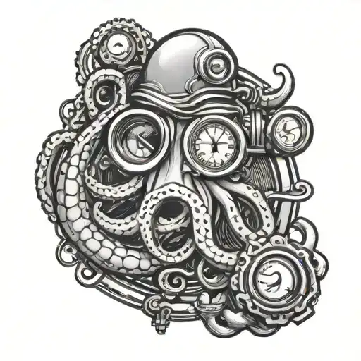 octopus hand grenade turbo gauge  tattoo design idea
