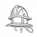 firefighter helmet with straps dangling tattoo design idea