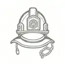 firefighter helmet with straps dangling tattoo design idea