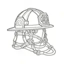 firefighter helmet with straps dangling tattoo design idea