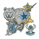 Dallas cowboys, Baylor bears, iowa Hawkeyes, Chicago cubs  tattoo design idea