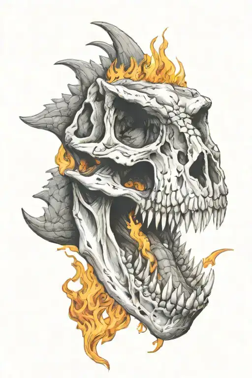 Dinosaur Skull With Fire tattoo design idea