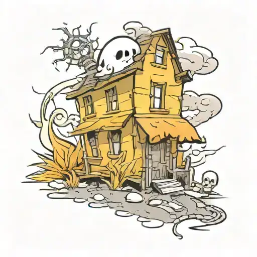 ghost town with tumbleweed  tattoo design idea