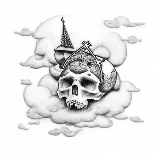 cross with clouds tattoo design idea