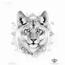 leone e donna tattoo design idea