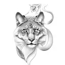 leone e donna tattoo design idea