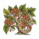 walnut and cashew tree tattoo design idea