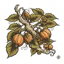 walnut and cashew tree tattoo design idea