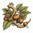 walnut and cashew tree tattoo design idea