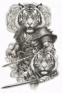 tiger and samurai warrior tattoo design idea