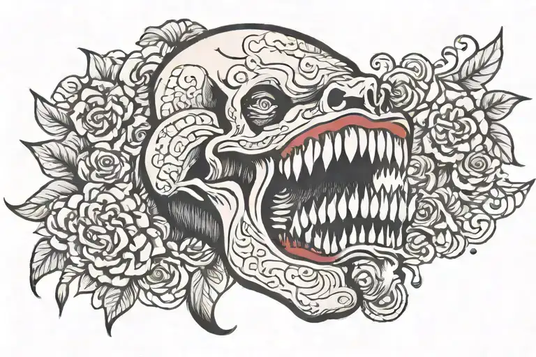 jaw tattoo design idea