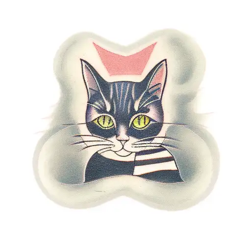 black cat and brown stripes cat tattoo design idea