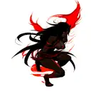 demon with black hair and red skin  tattoo design idea