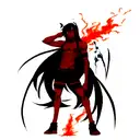demon with black hair and red skin  tattoo design idea