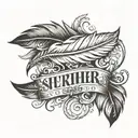 Feather with Surname tattoo design idea
