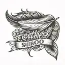Feather with Surname tattoo design idea