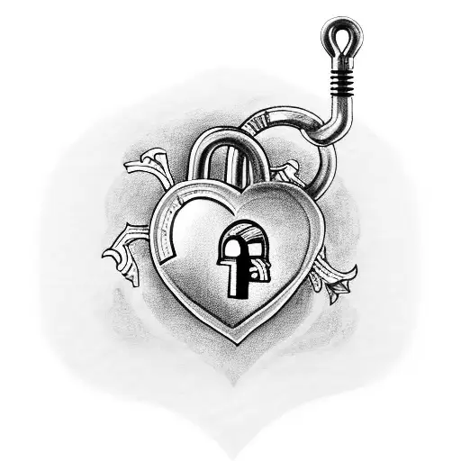 A black-grey tattoo of a heart-shaped lock with Elsie and Brody's names engraved on it, symbolizing the love for family tattoo design idea