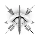 a dagger is stabbed in the eye tattoo design idea
