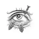 a dagger is stabbed in the eye tattoo design idea