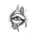 a dagger is stabbed in the eye tattoo design idea
