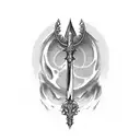 a dagger is stabbed in the eye tattoo design idea