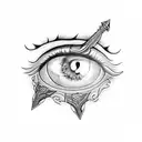 a dagger is stabbed in the eye tattoo design idea