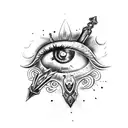 a dagger is stabbed in the eye tattoo design idea