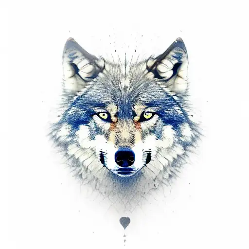 Wolf walking in between London and Paris tattoo design idea