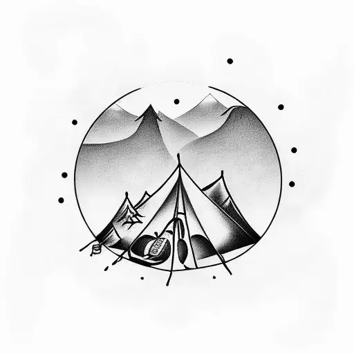 Design a tattoo of a family camping trip with a football theme tattoo design idea